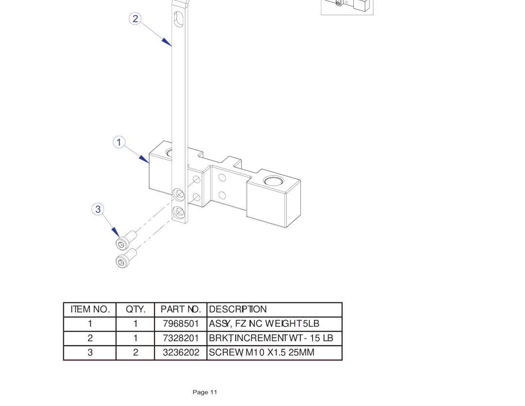 Life Fitness FZSLC manual Fzslc Seated LEG Curl 15 LB. Increment Weight Assembly 