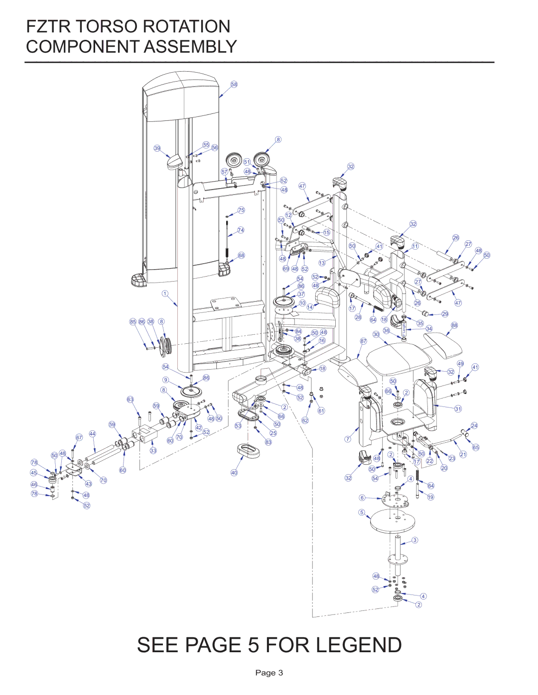 Life Fitness FZTR manual Fztr Torso Rotation Component Assembly 