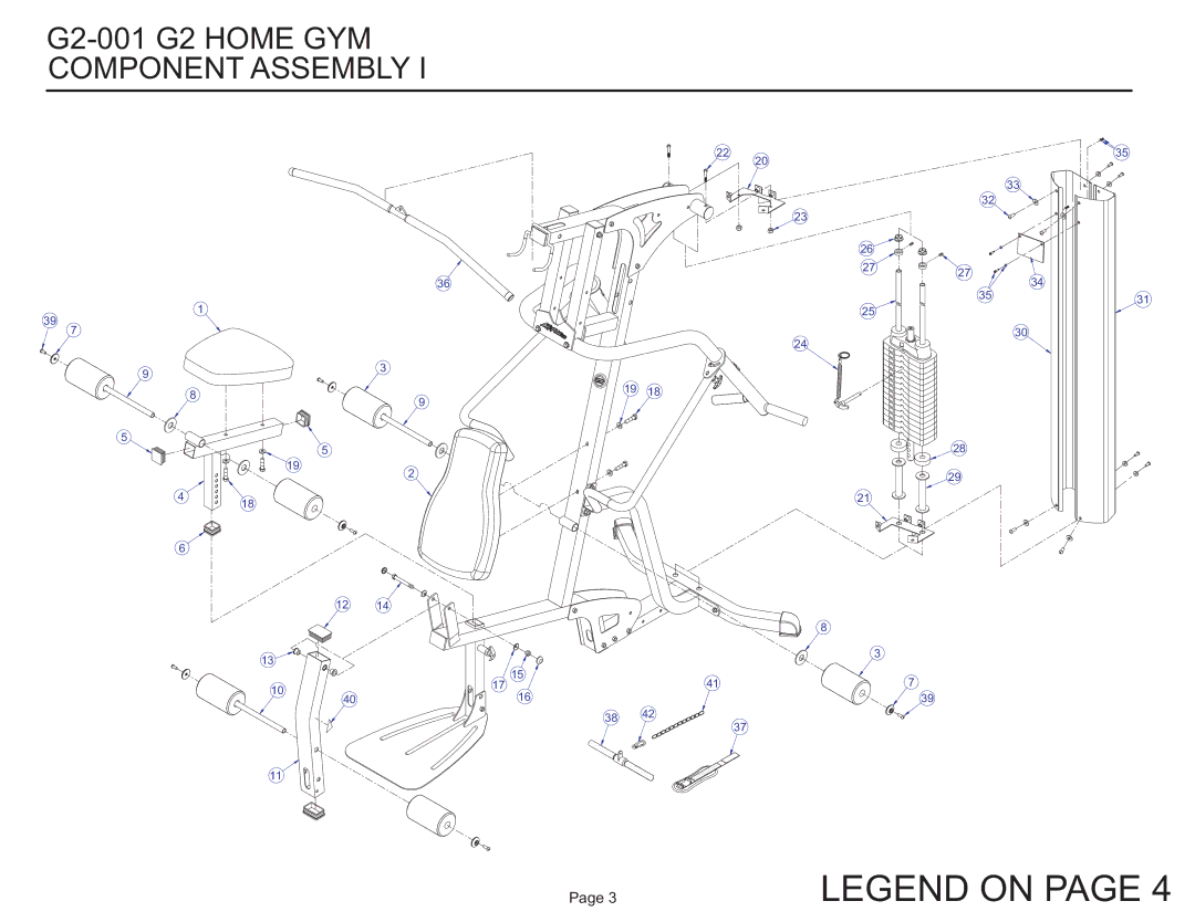 Life Fitness manual G2-001 G2 Home GYM Component Assembly 