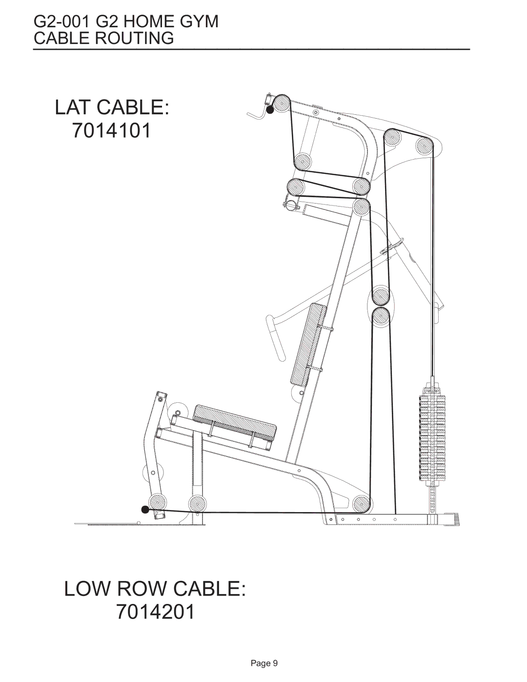 Life Fitness manual LOW ROW Cable, G2-001 G2 Home GYM Cable Routing 