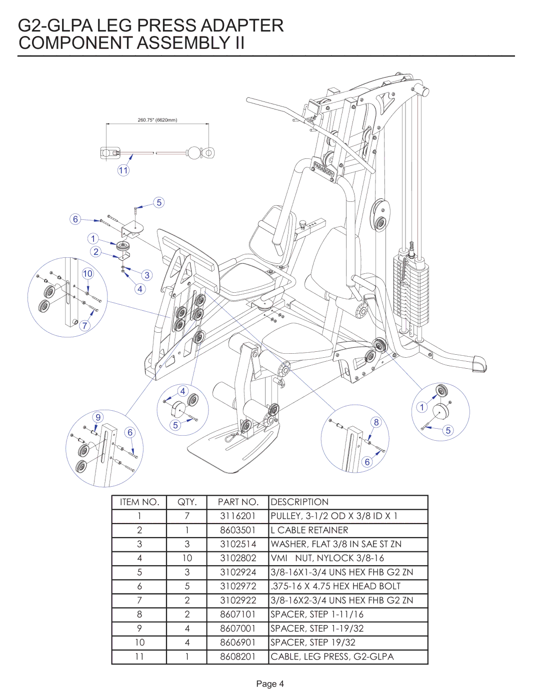 Life Fitness G2-GLPA-001 manual Cable Retainer 