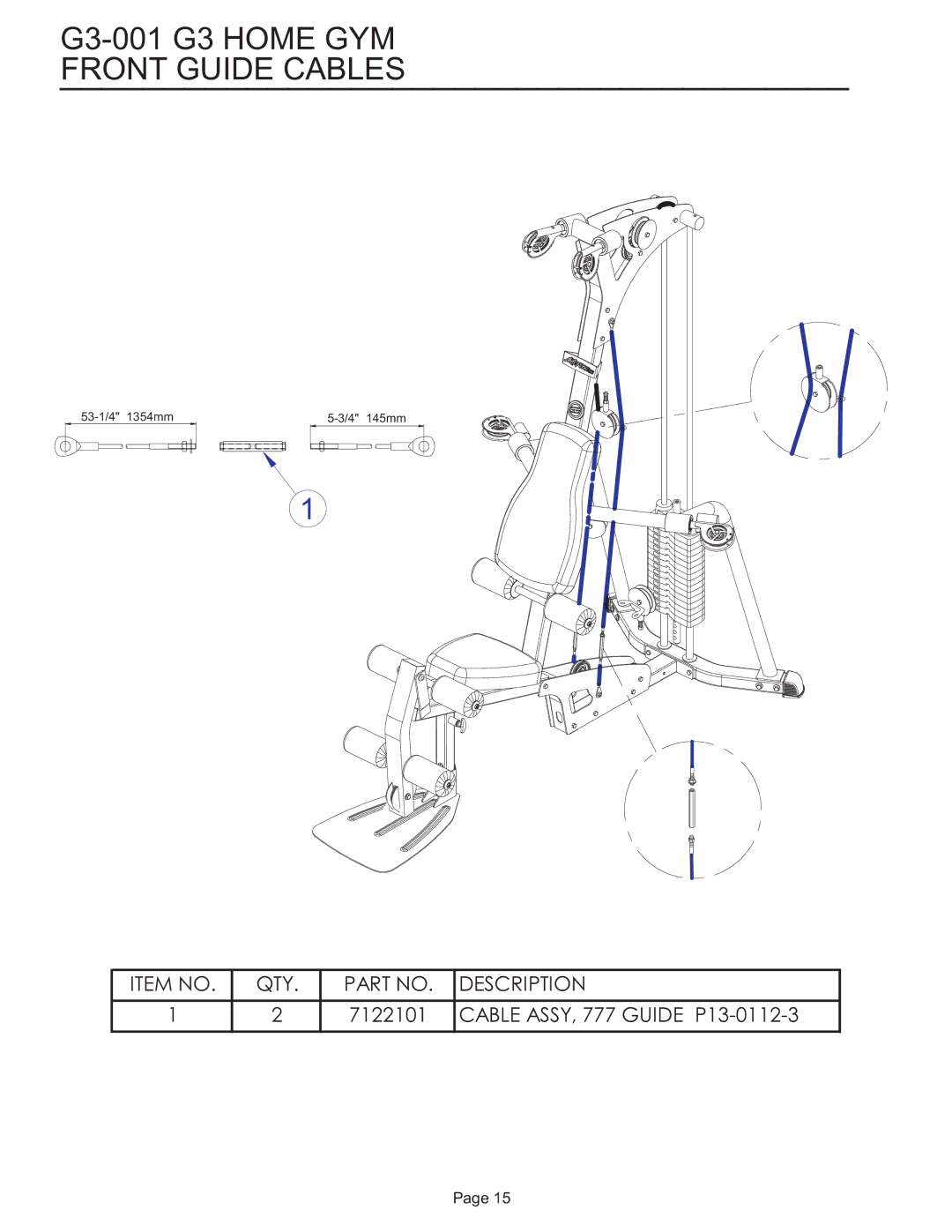 Life Fitness G3-001 manual Front Guide Cables 