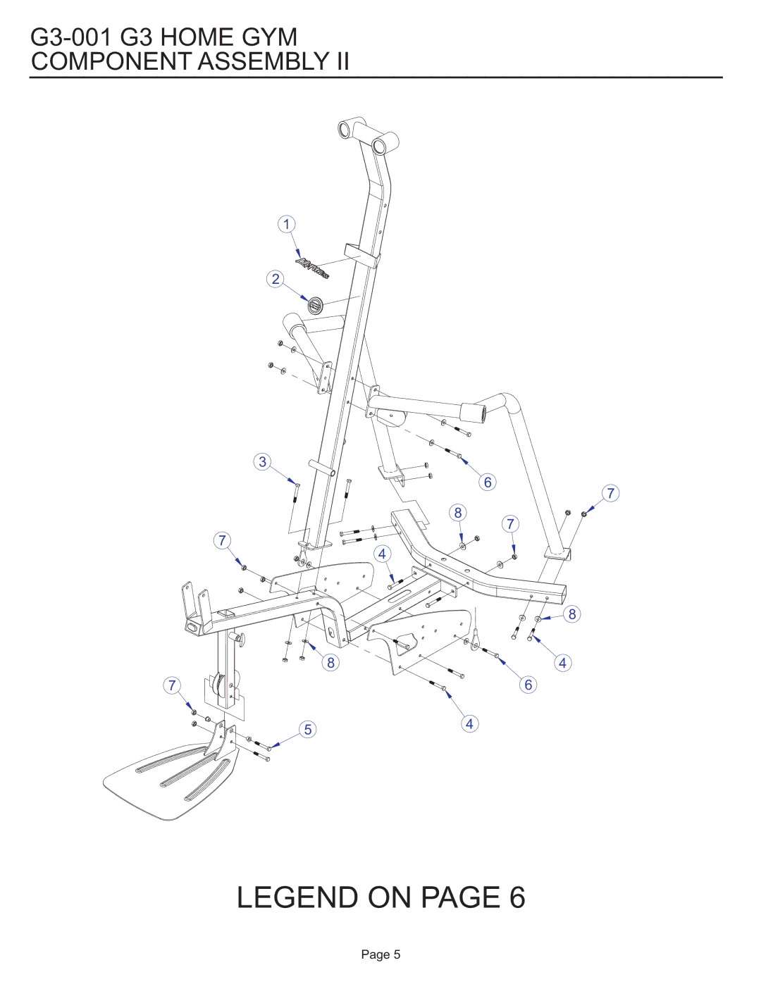 Life Fitness manual G3-001 G3 Home GYM Component Assembly 