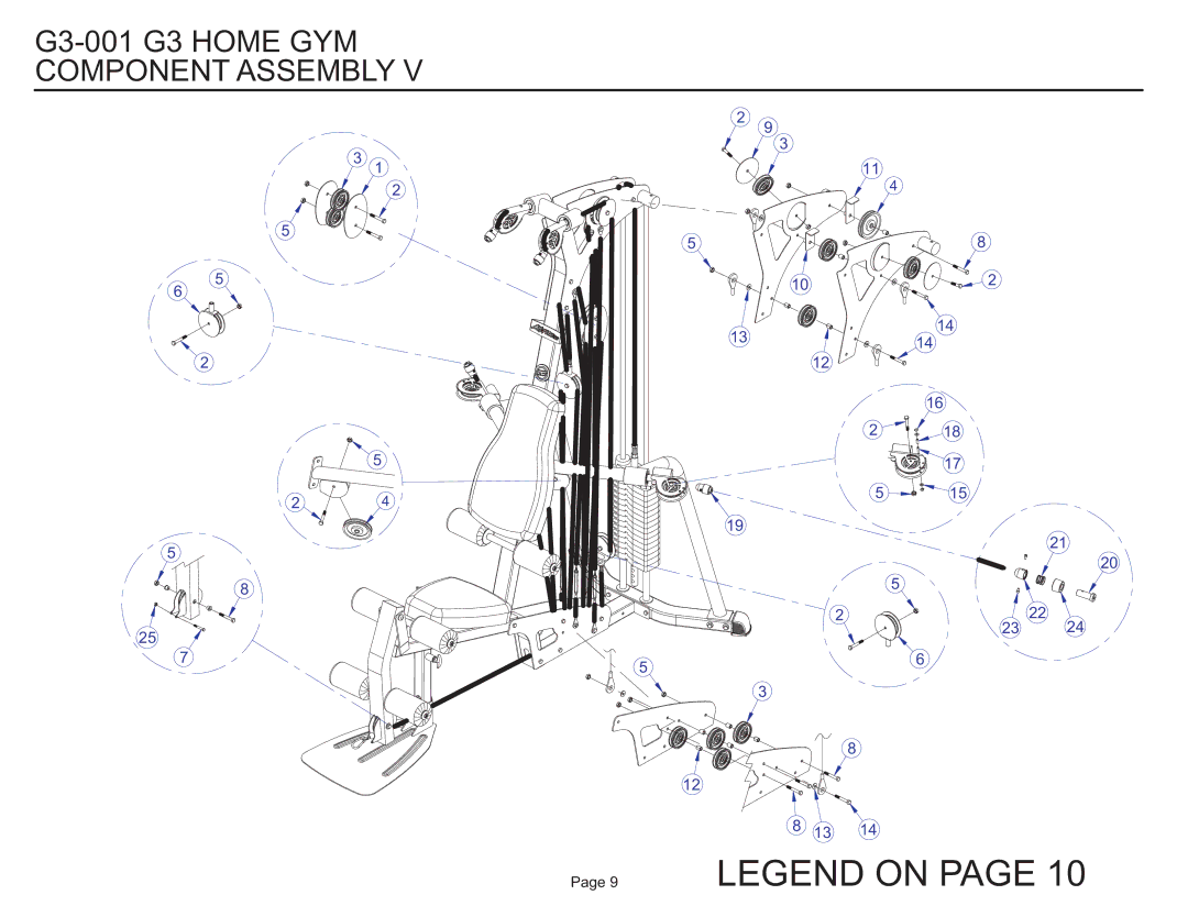 Life Fitness manual G3-001 G3 Home GYM Component Assembly 