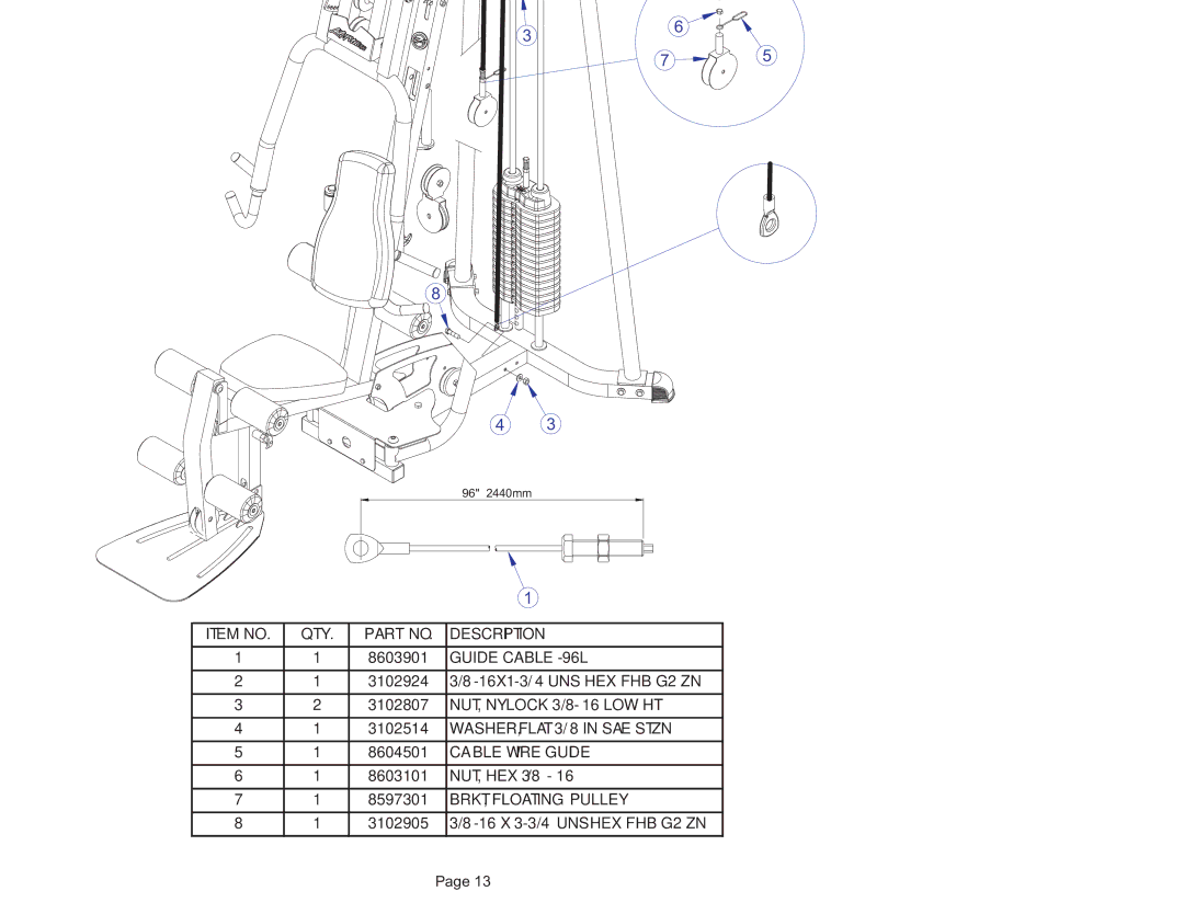 Life Fitness manual G4-001 G4 Home GYM Guide Cable 