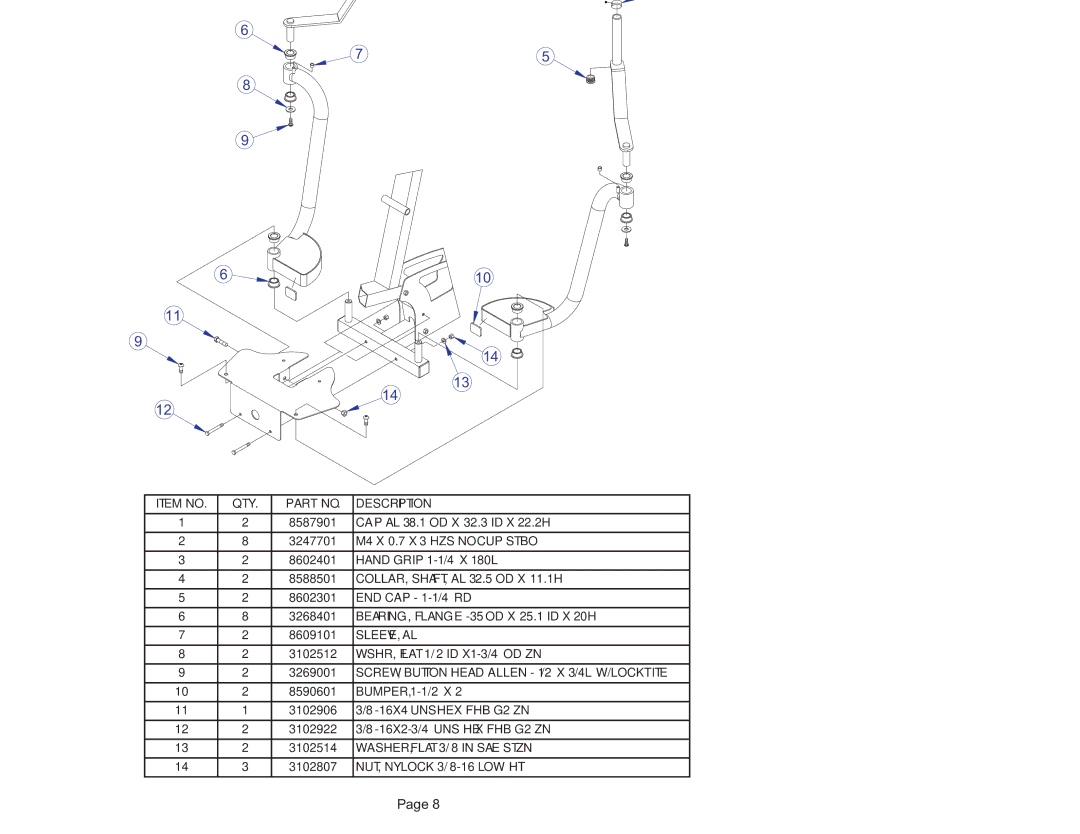 Life Fitness G4-001 manual Item no QTY Description 