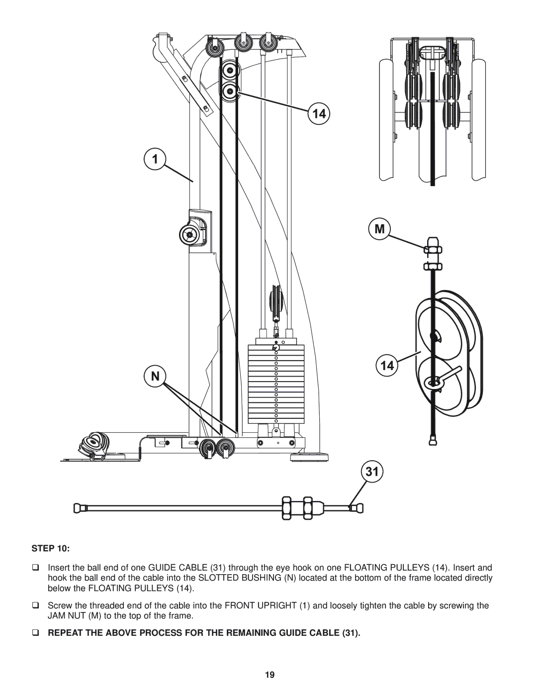 Life Fitness 8289201 REV. B, G5-001, 39721 manual ‰ Repeat the Above Process for the Remaining Guide Cable 