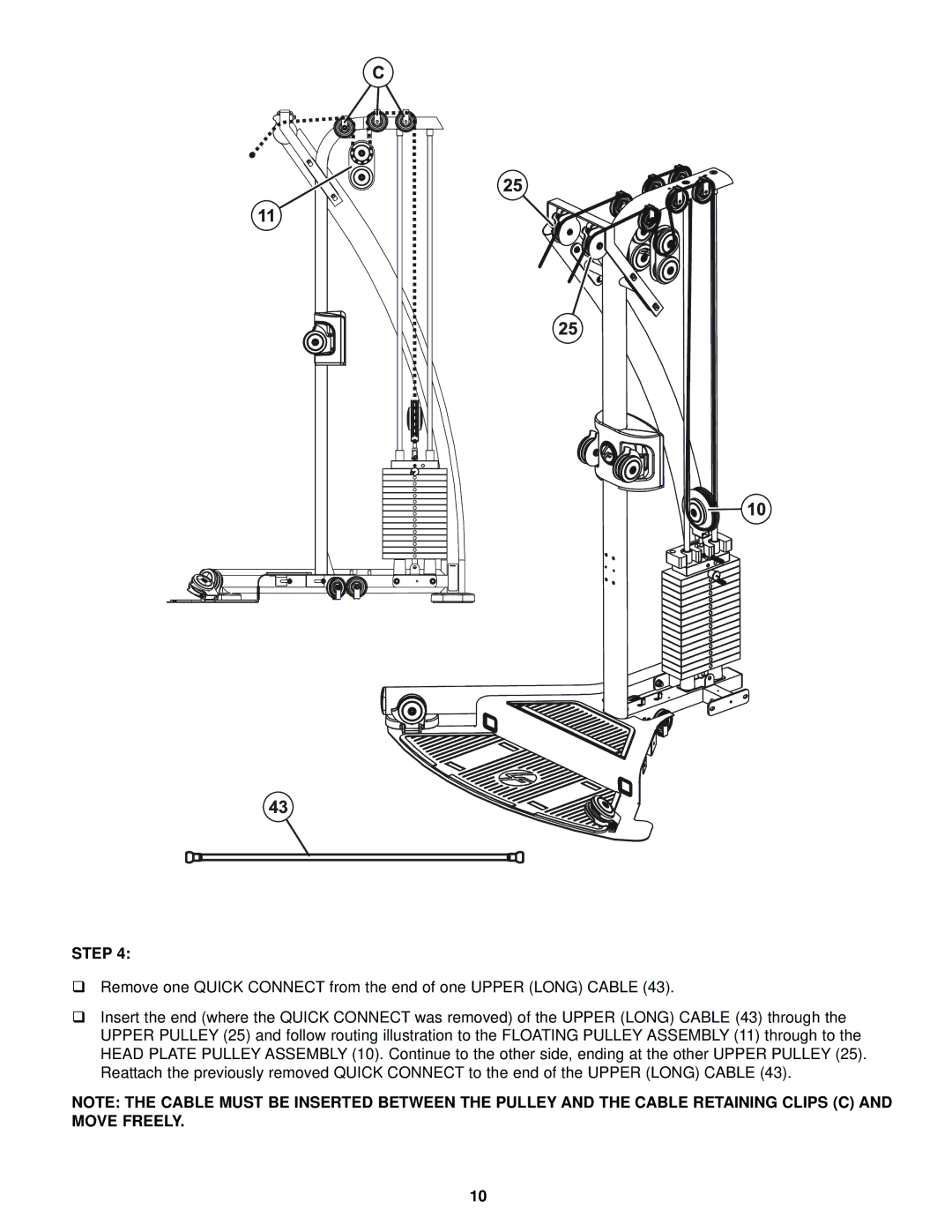 Life Fitness G5 CABLE MOTION manual Step 