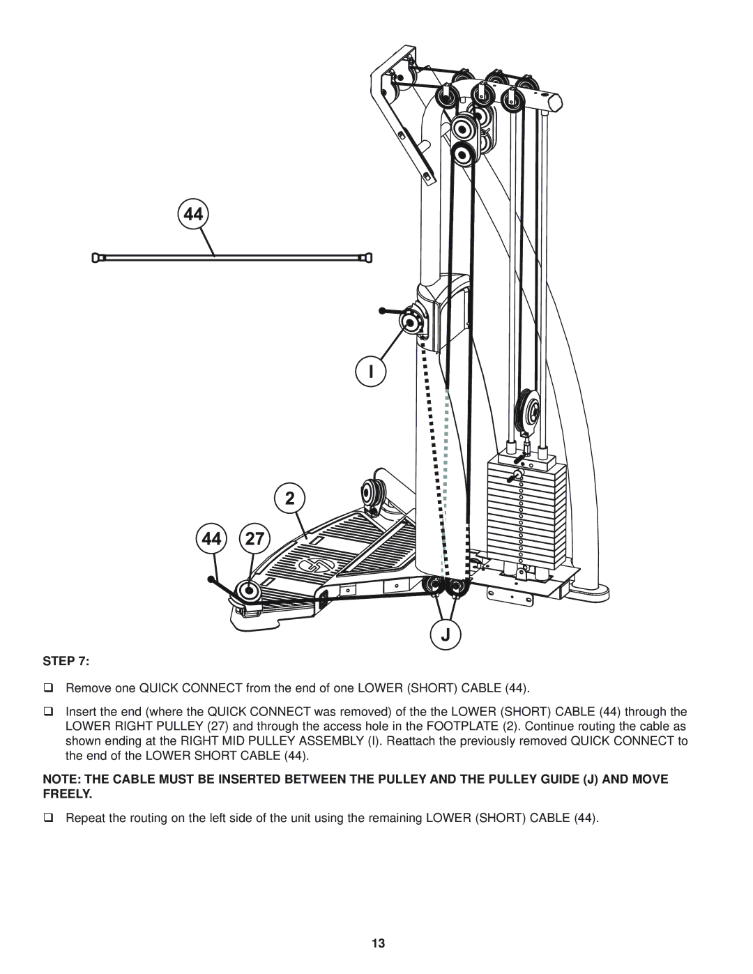 Life Fitness G5 CABLE MOTION manual Step 