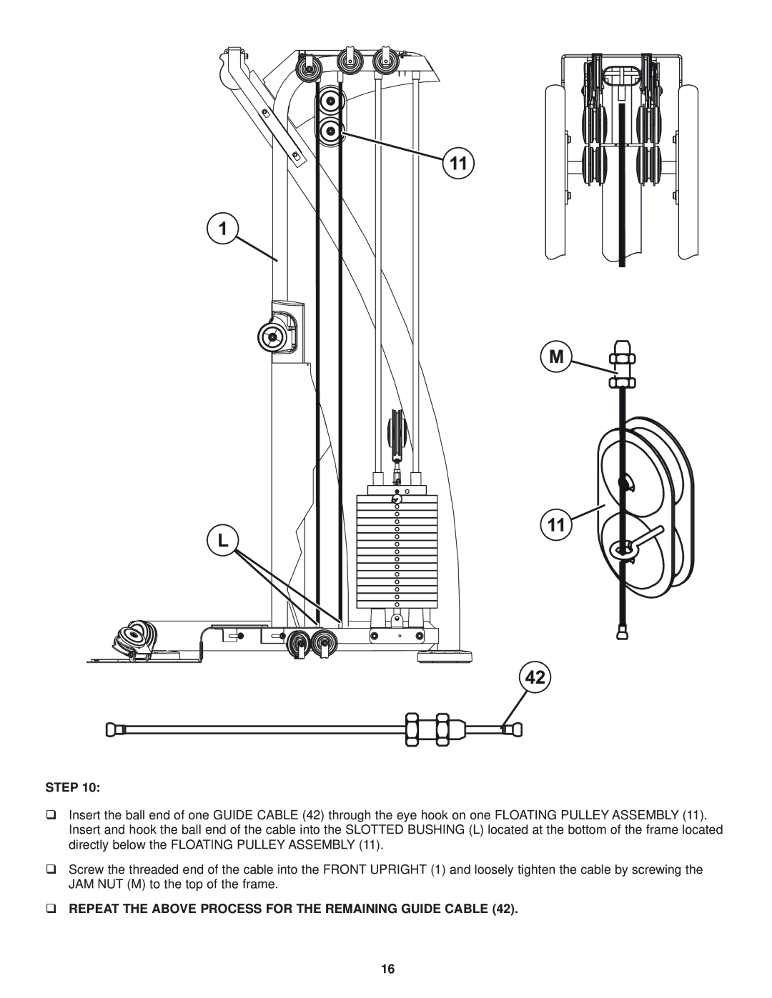 Life Fitness G5 CABLE MOTION manual ‰ Repeat the Above Process for the Remaining Guide Cable 