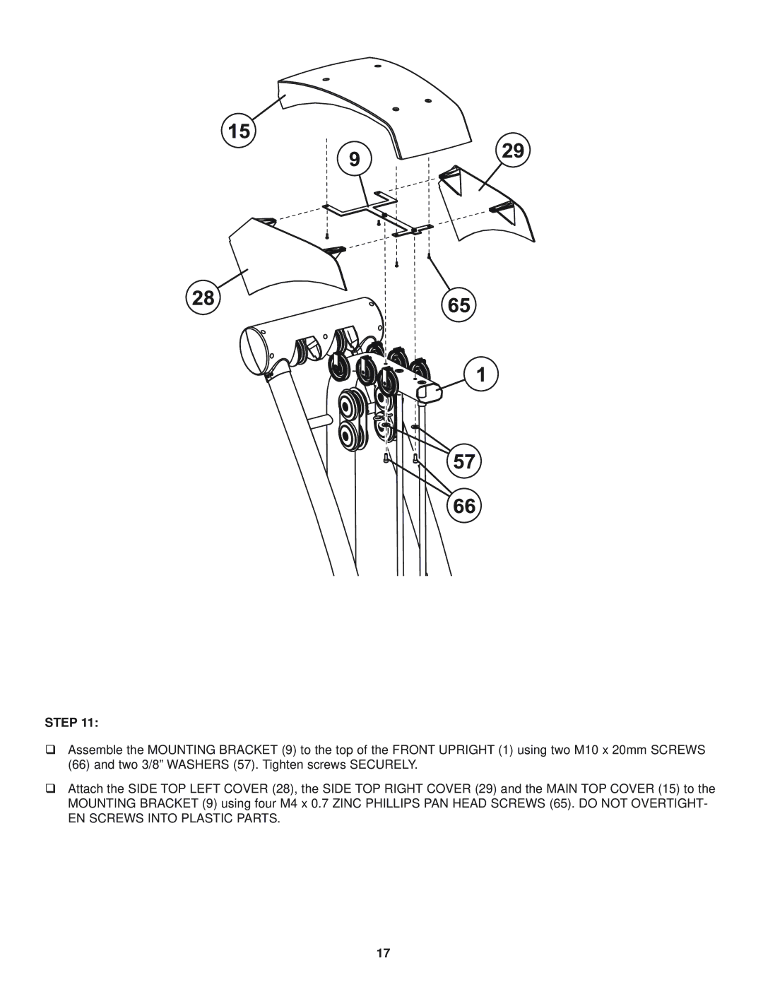 Life Fitness G5 CABLE MOTION manual EN Screws Into Plastic Parts 