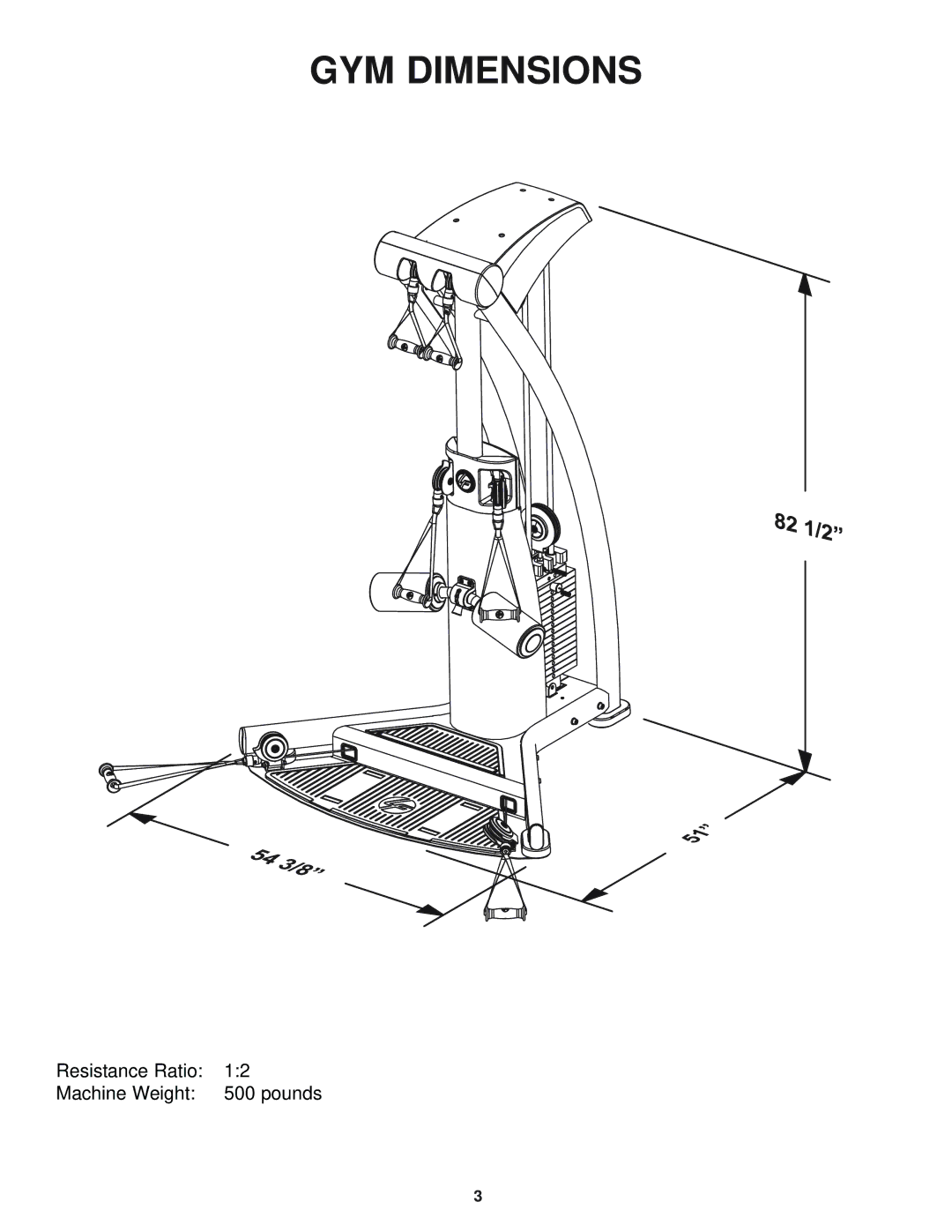 Life Fitness G5 CABLE MOTION manual GYM Dimensions 