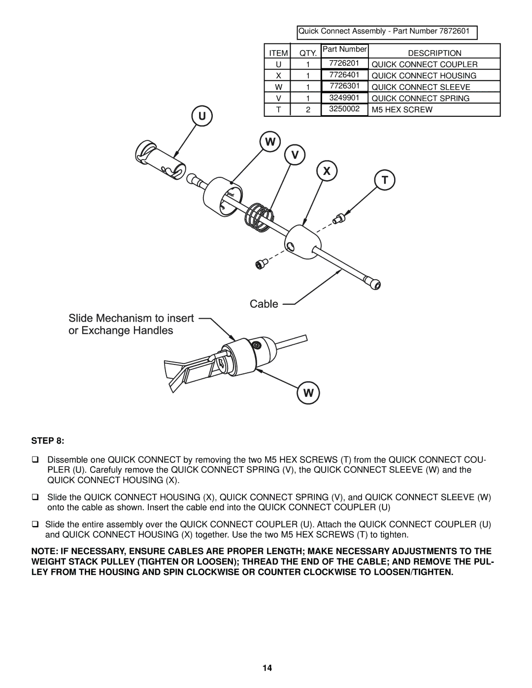 Life Fitness g7 manual Quick Connect Housing 