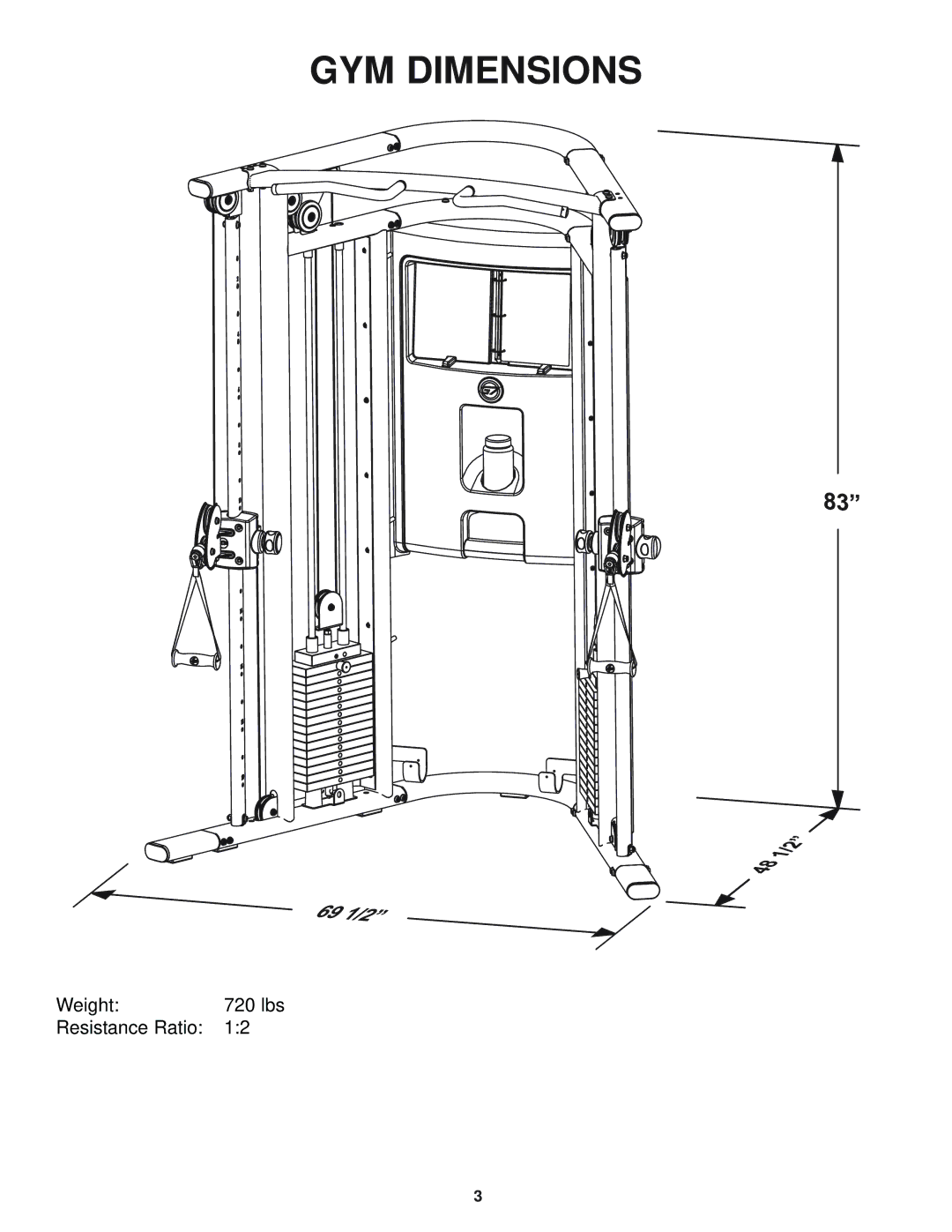 Life Fitness g7 manual GYM Dimensions 