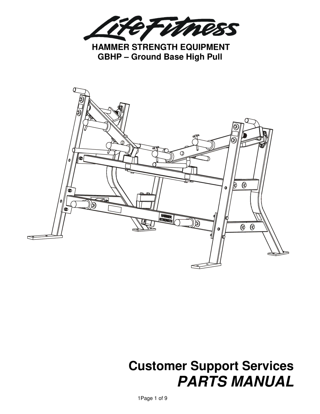 Life Fitness GBHP manual Parts Manual 