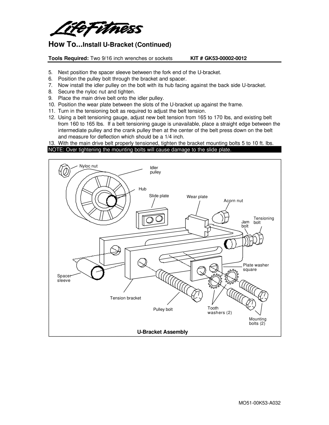 Life Fitness GK53-00002-0012, AK53-00053-0000 manual MO51-00K53-A032 