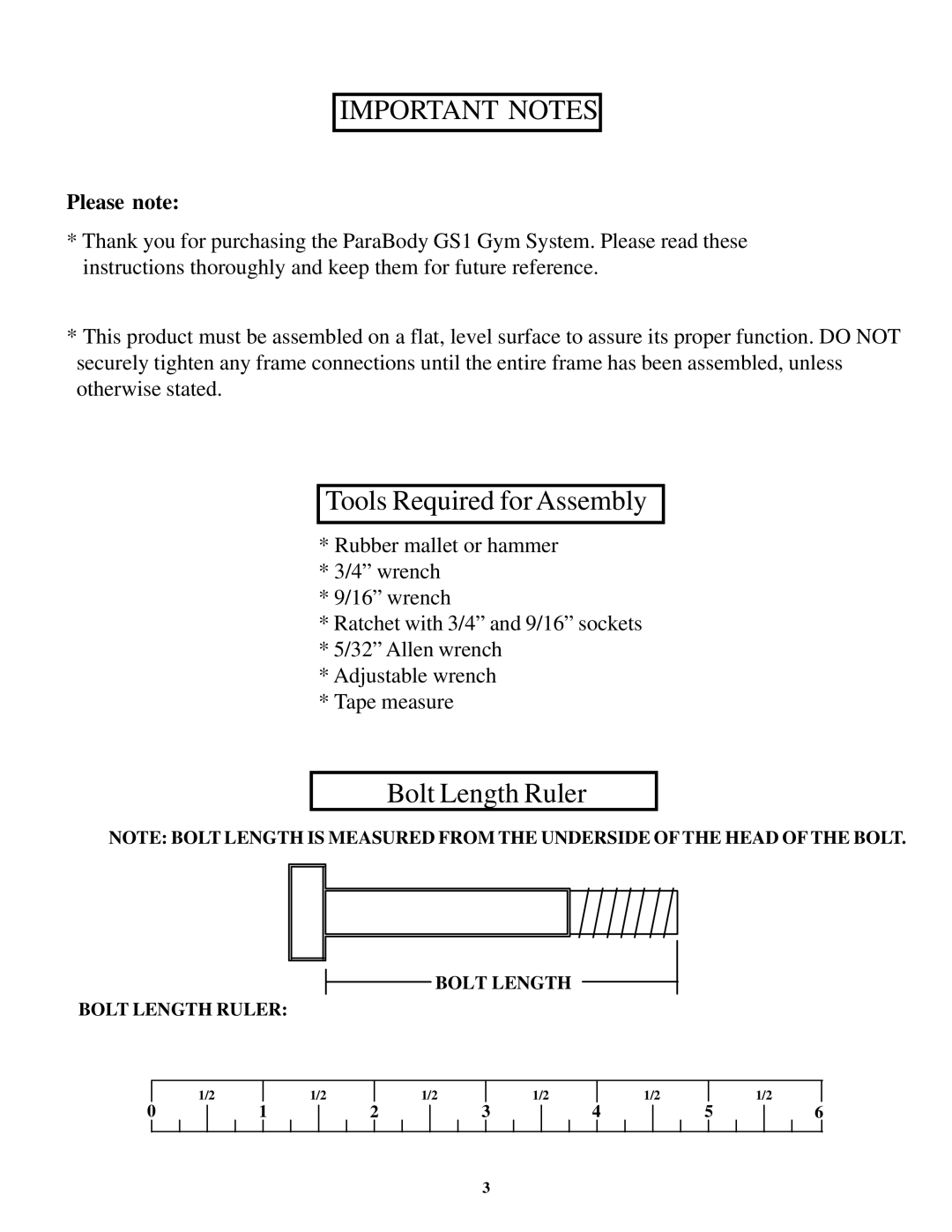 Life Fitness GS1 manual Important Notes 