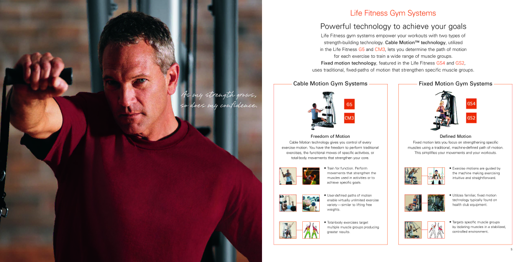 Life Fitness Gym Systems manual Powerful technology to achieve your goals, Freedom of Motion, Defined Motion 