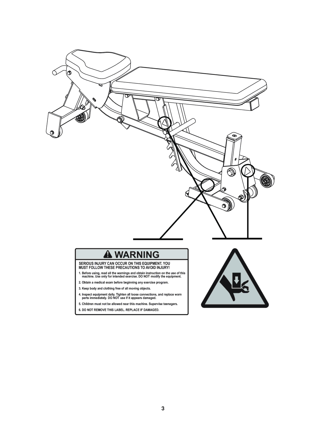 Life Fitness HDADJ manual Do not Remove this LABEL. Replace if Damaged 