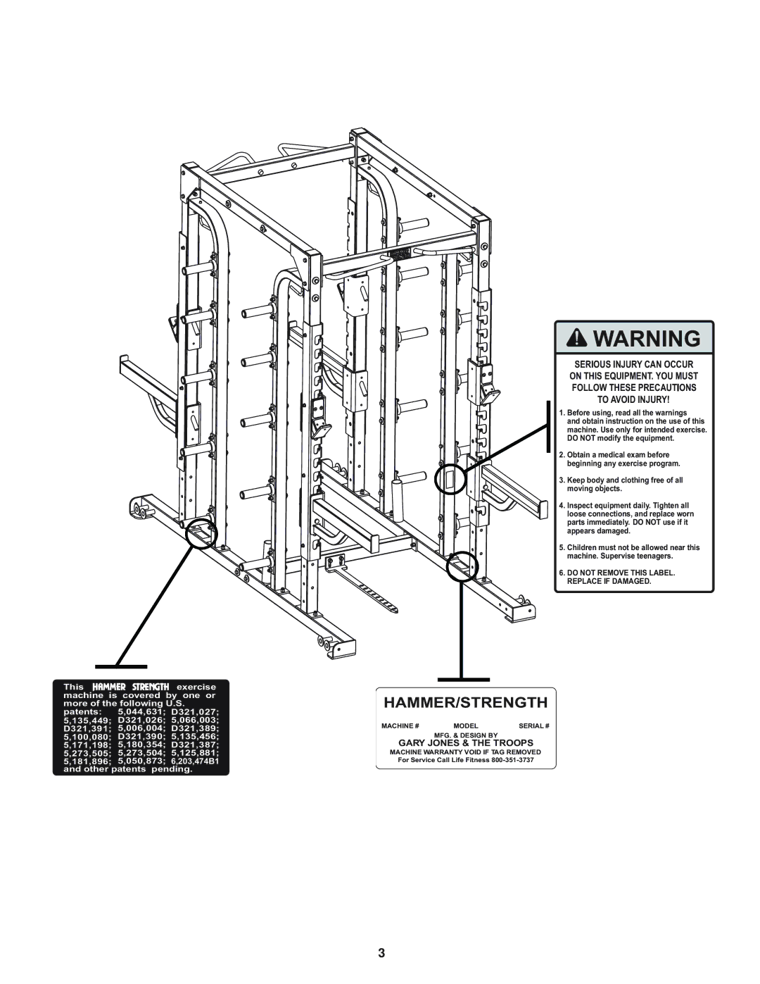 Life Fitness HDCR manual Hammer/Strength 