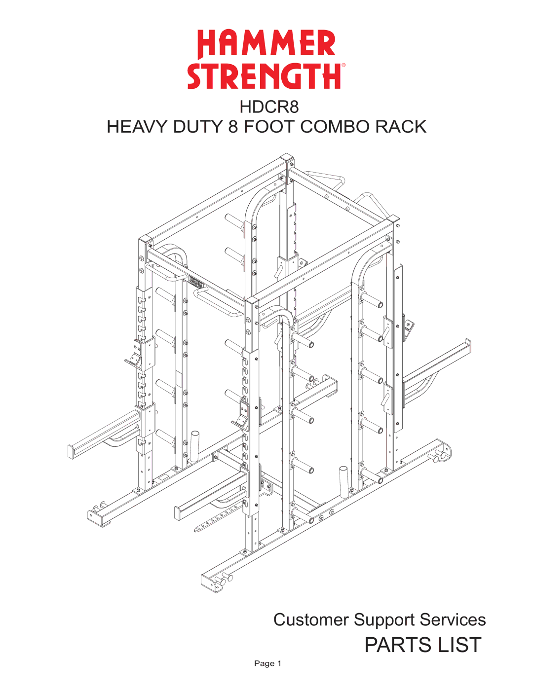 Life Fitness HDCR8 manual Parts List 