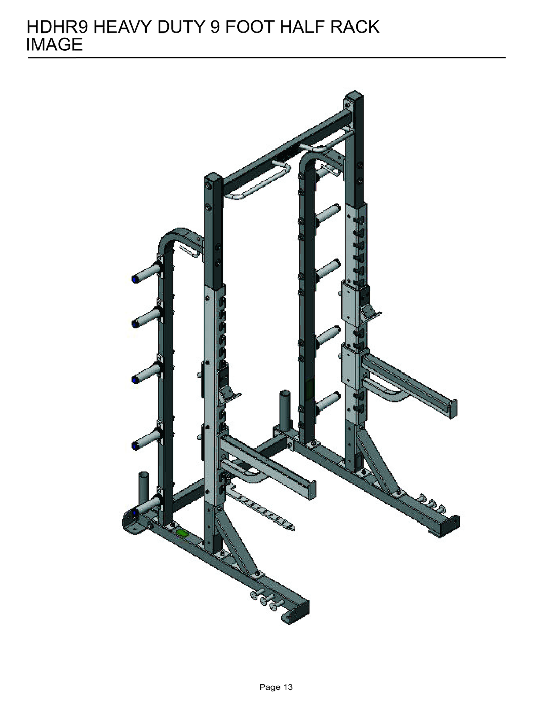 Life Fitness manual HDHR9 Heavy Duty 9 Foot Half Rack Image 