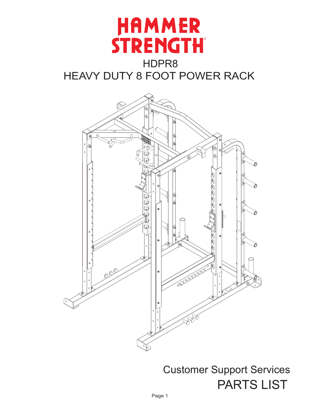 Life Fitness HDPR8 manual Parts List 