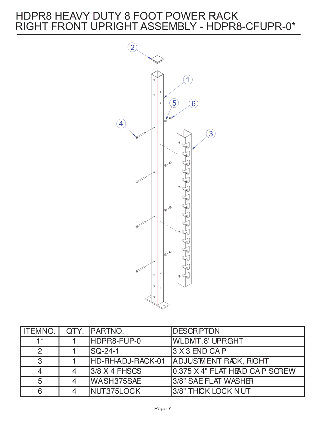 Life Fitness manual Item no QTY Description HDPR8-FUP-0 WLDMT, 8 Upright 