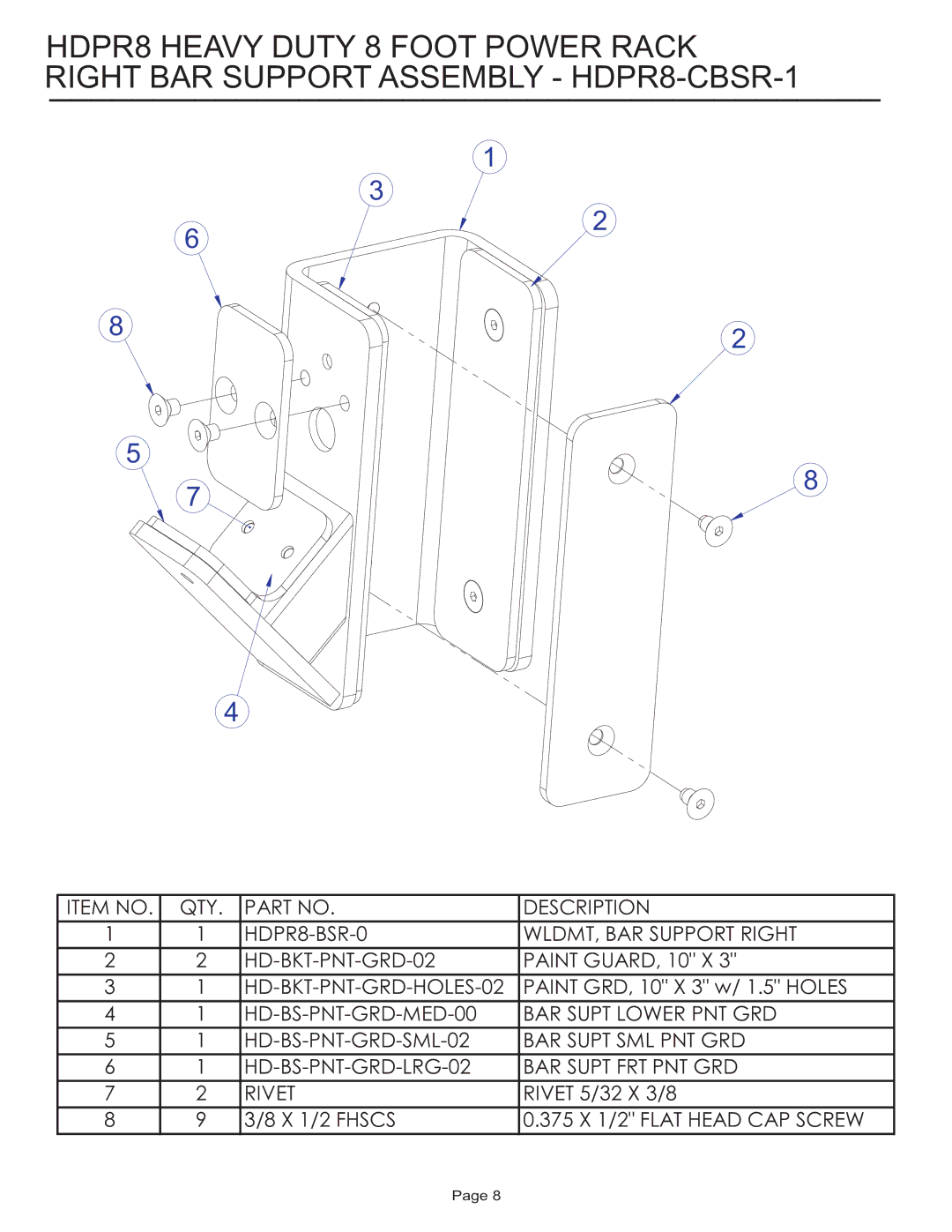 Life Fitness HDPR8 manual 375 X 1/2 Flat Head CAP Screw 