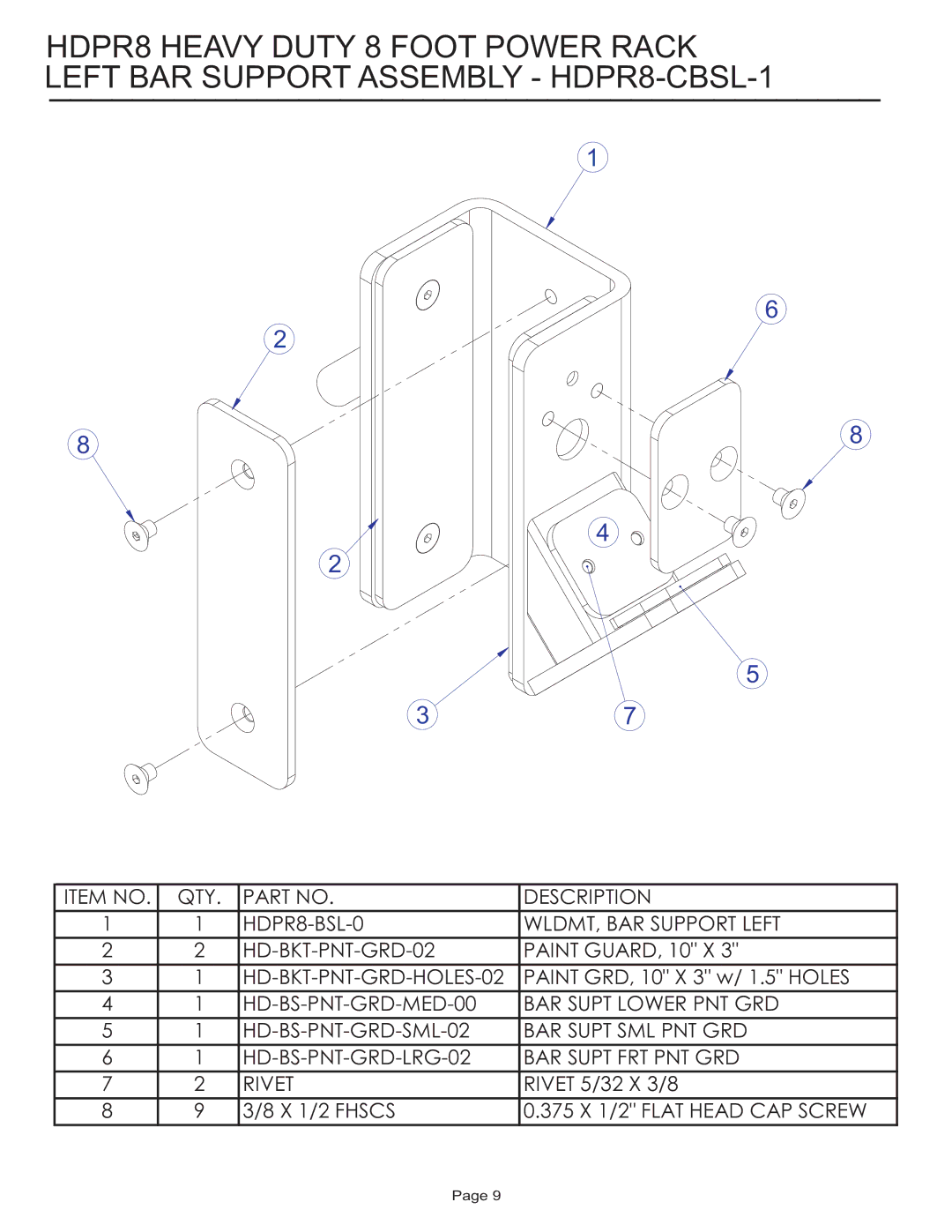 Life Fitness HDPR8 manual 375 X 1/2 Flat Head CAP Screw 