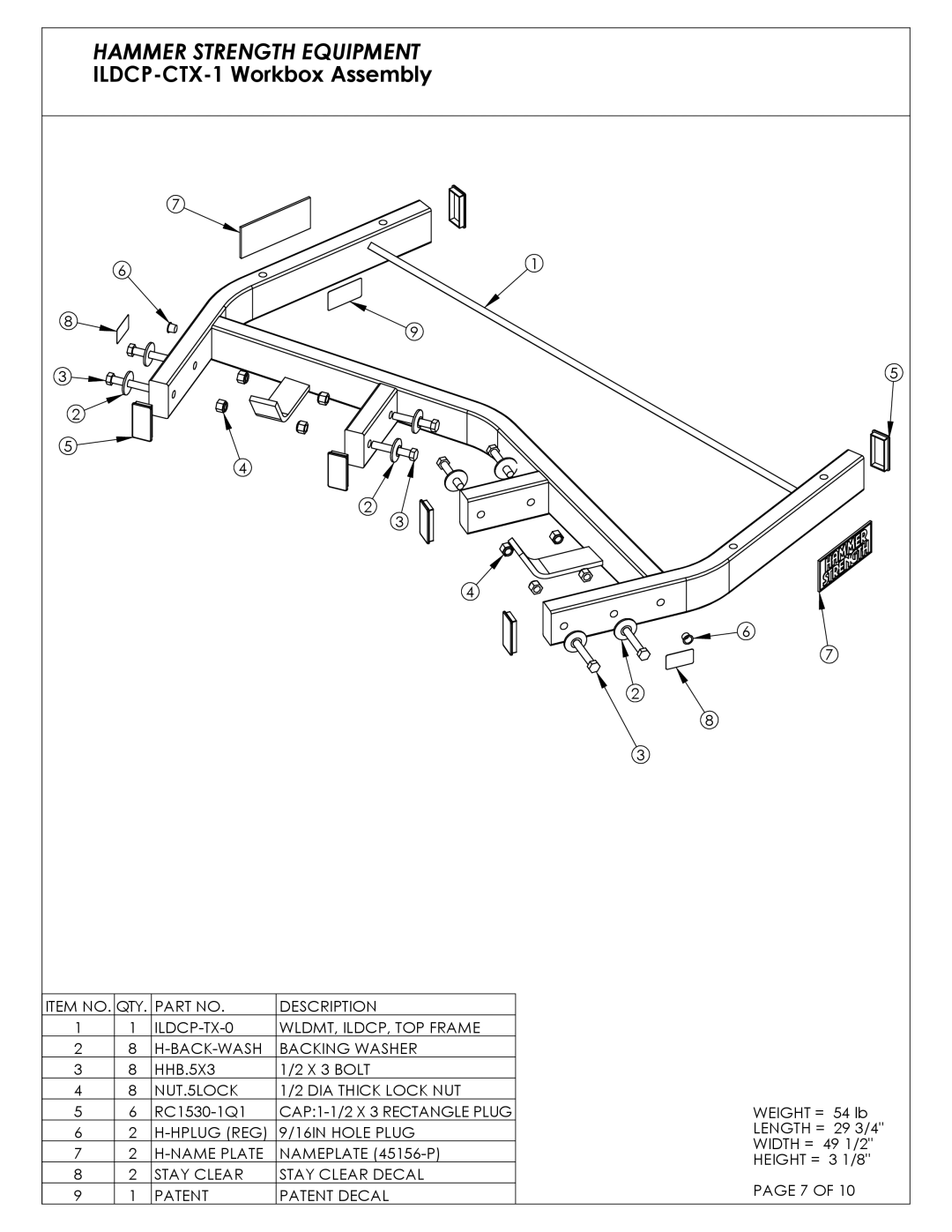 Life Fitness ILDCP-C03 manual ILDCP-CTX-1 Workbox Assembly 