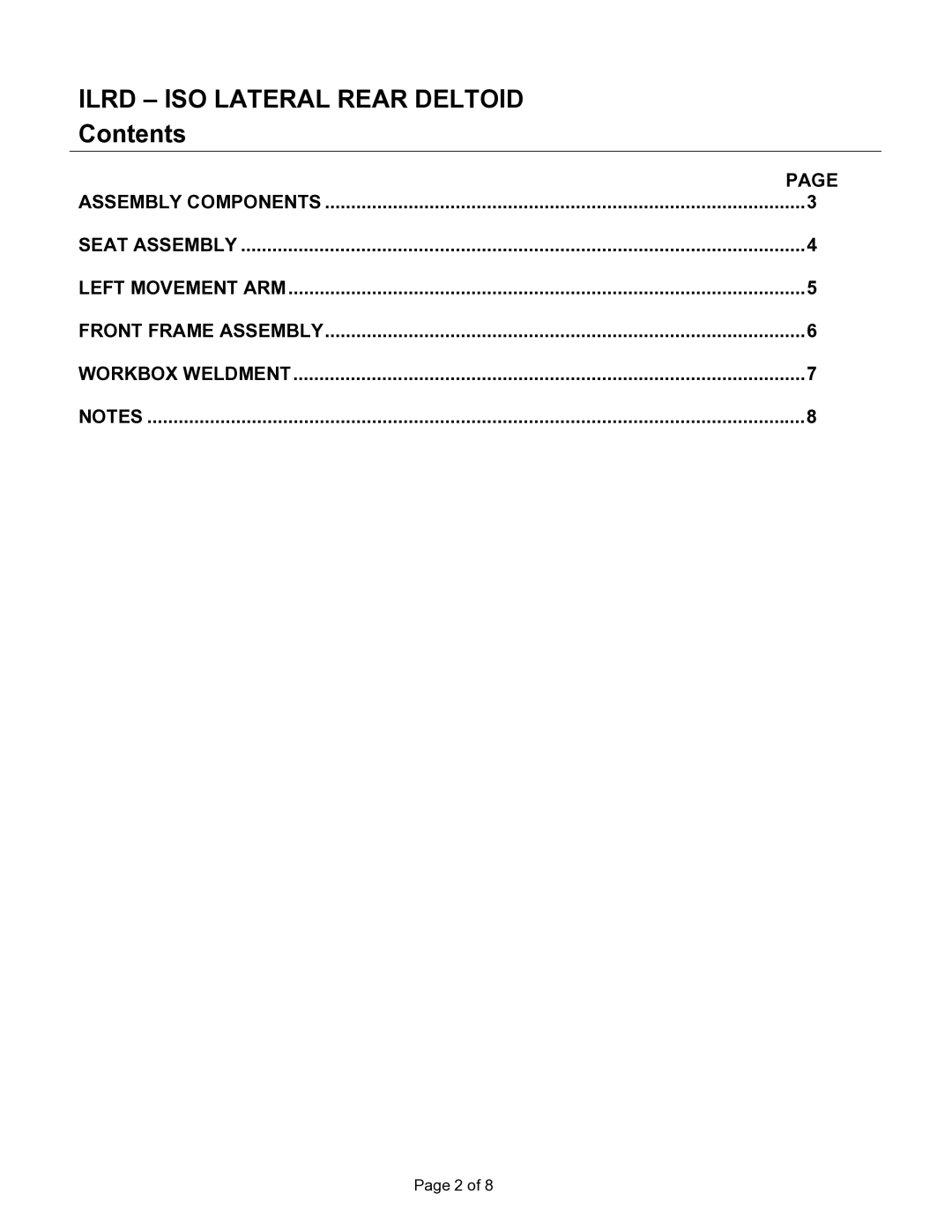 Life Fitness ILRD manual Ilrd ISO Lateral Rear Deltoid, Contents 