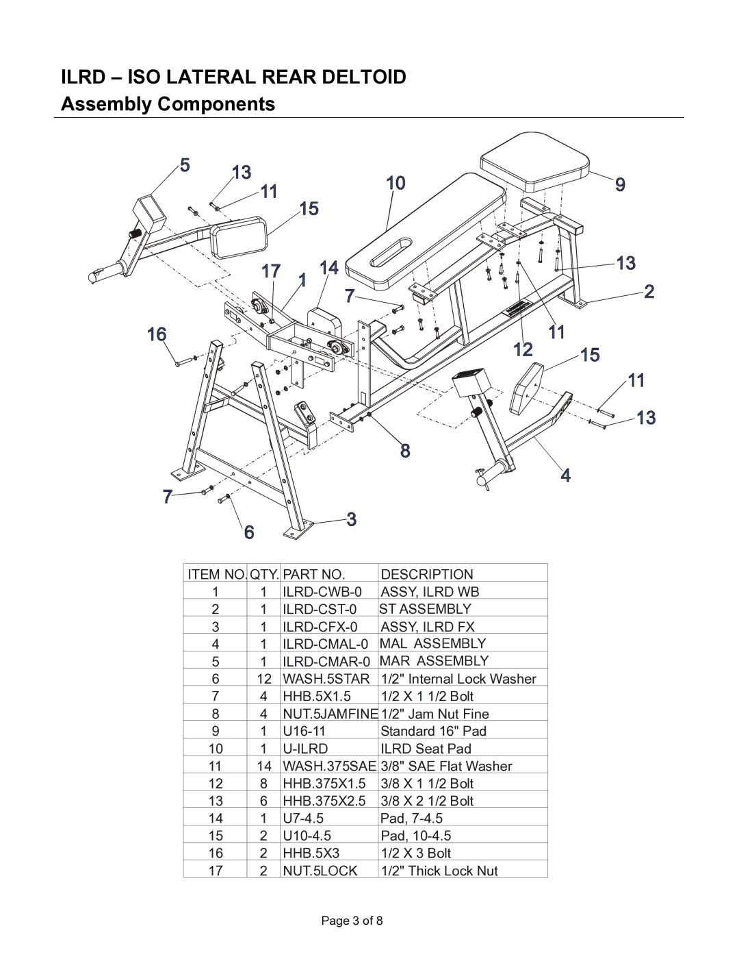 Life Fitness ILRD manual Assembly Components 