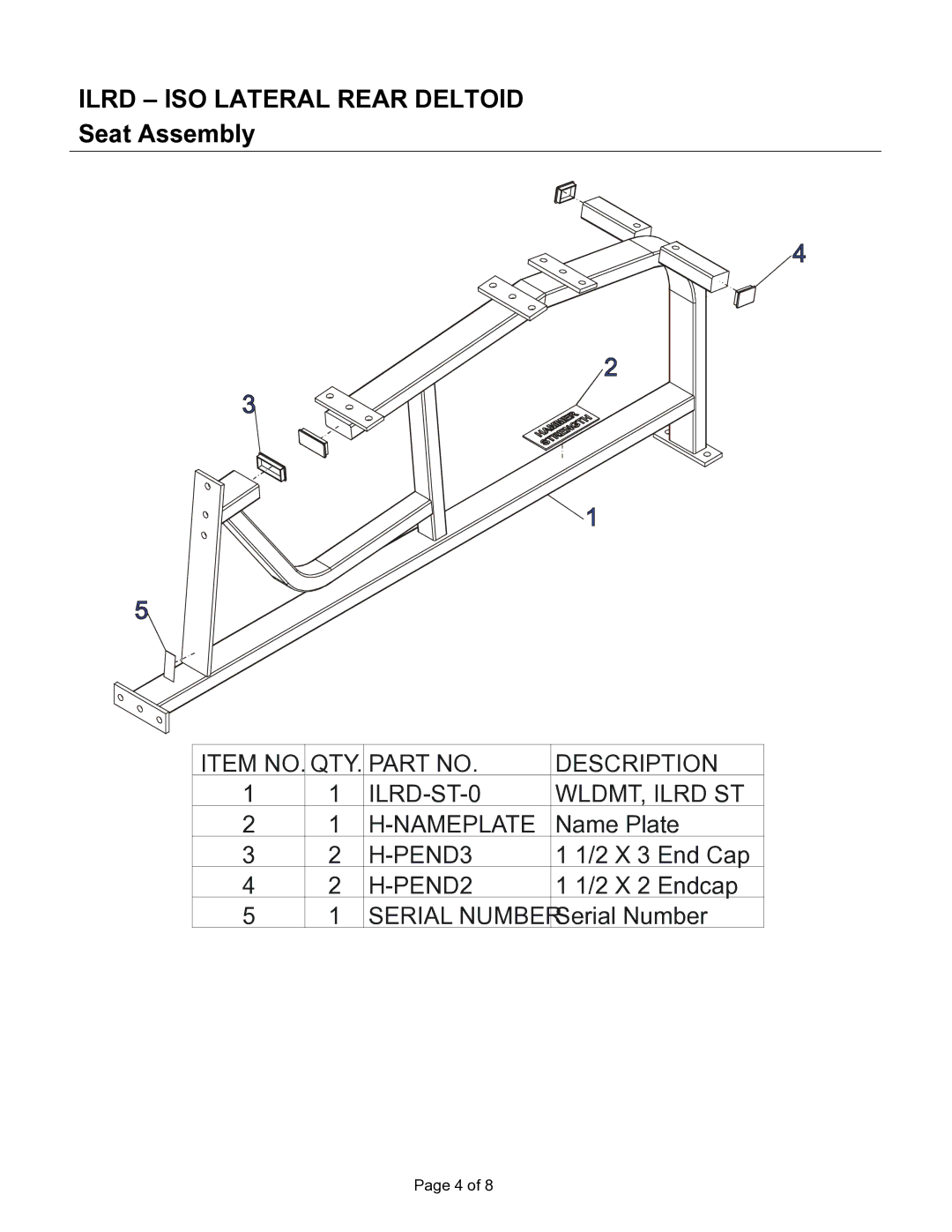 Life Fitness ILRD manual Seat Assembly 