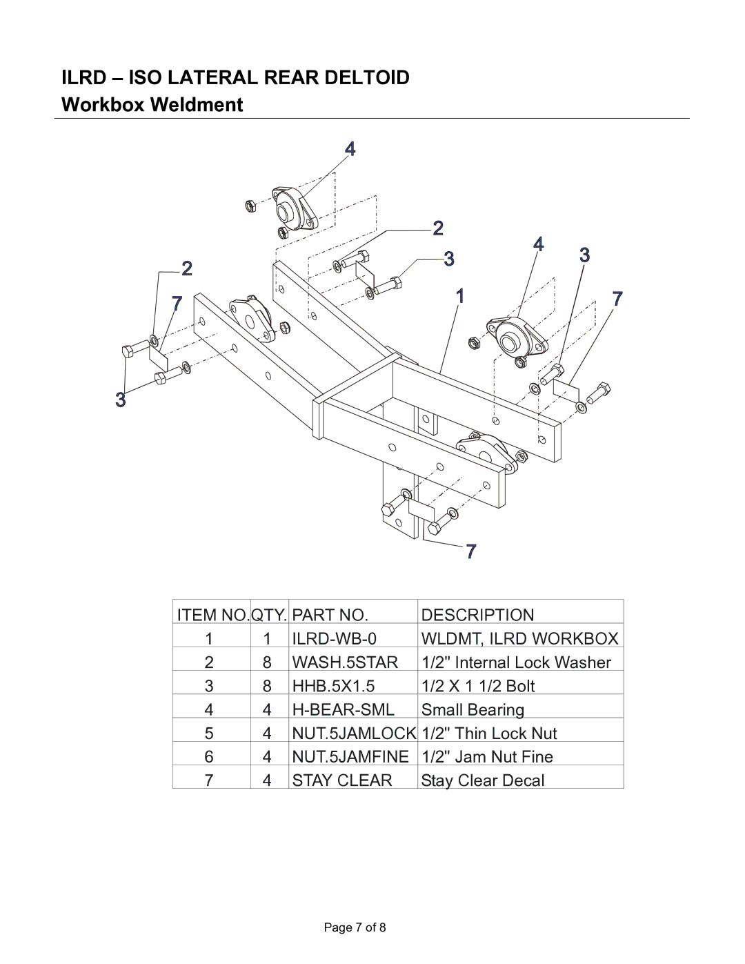 Life Fitness ILRD manual Workbox Weldment 