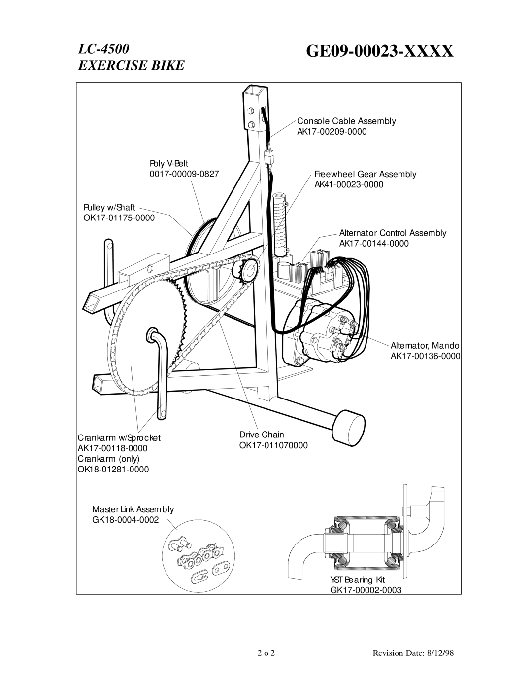 Life Fitness LC-4500 manual Console Cable Assembly 