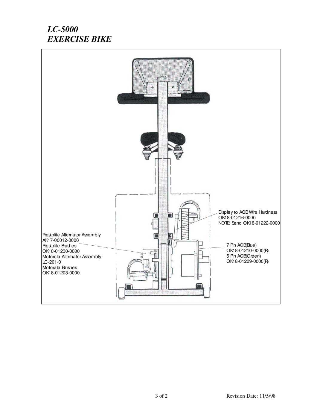 Life Fitness LC-5000 manual Pin ACBBlue OK18-01210-0000R Pin ACBGreen OK18-01209-0000R 