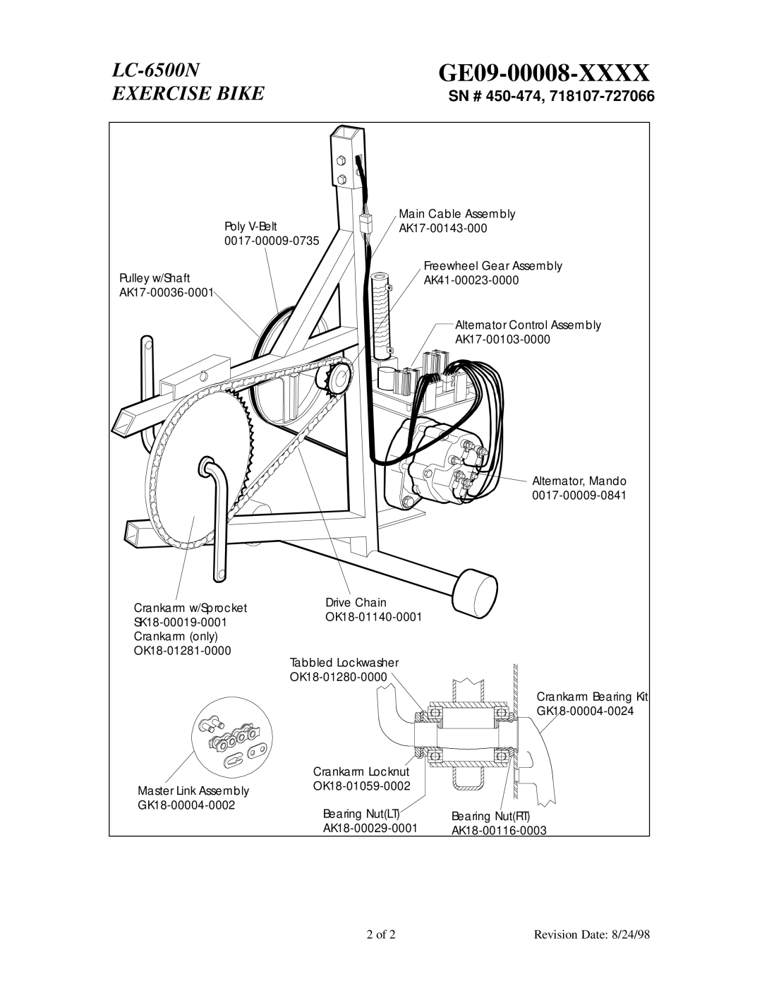 Life Fitness LC-6500N manual Crankarm Locknut 