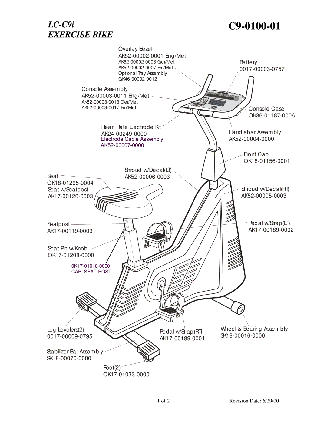 Life Fitness LC-C9i manual C9-0100-01, Exercise Bike 