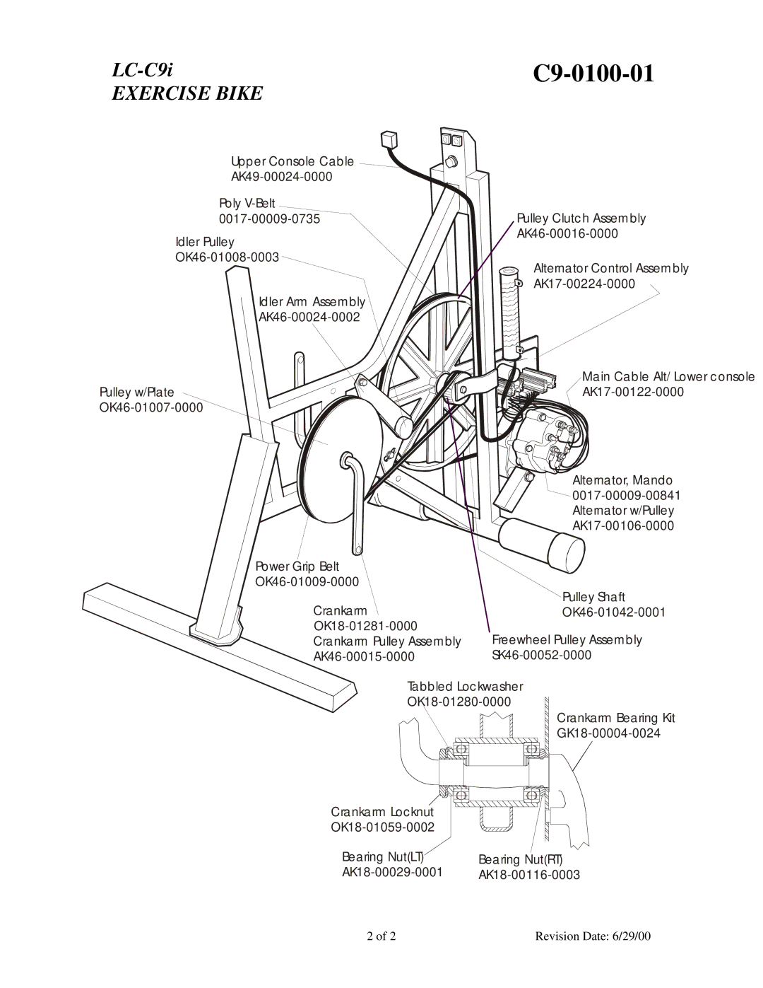 Life Fitness LC-C9i manual C9-0100-01, Exercise Bike 