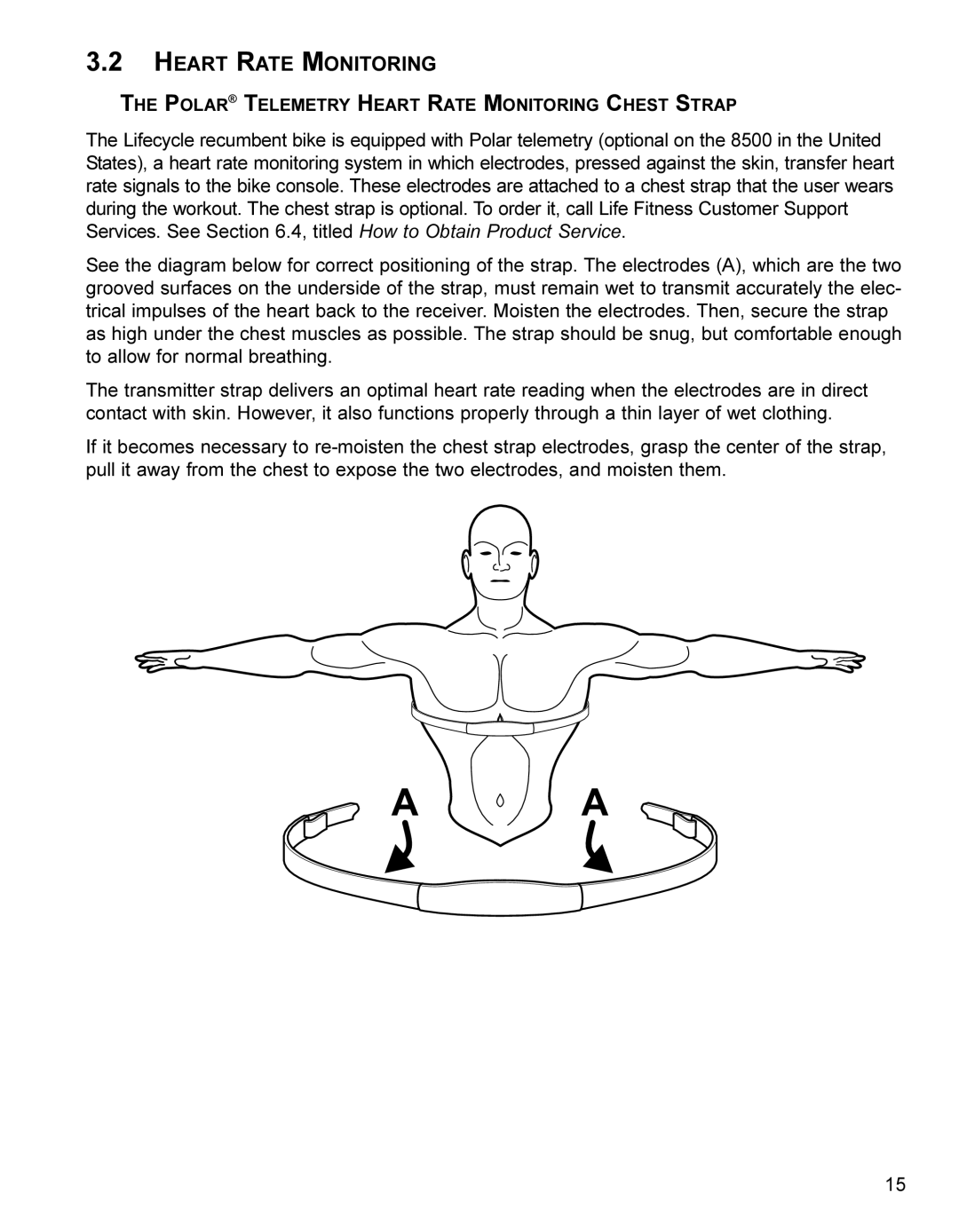 Life Fitness LC8500 operation manual Heart Rate Monitoring 