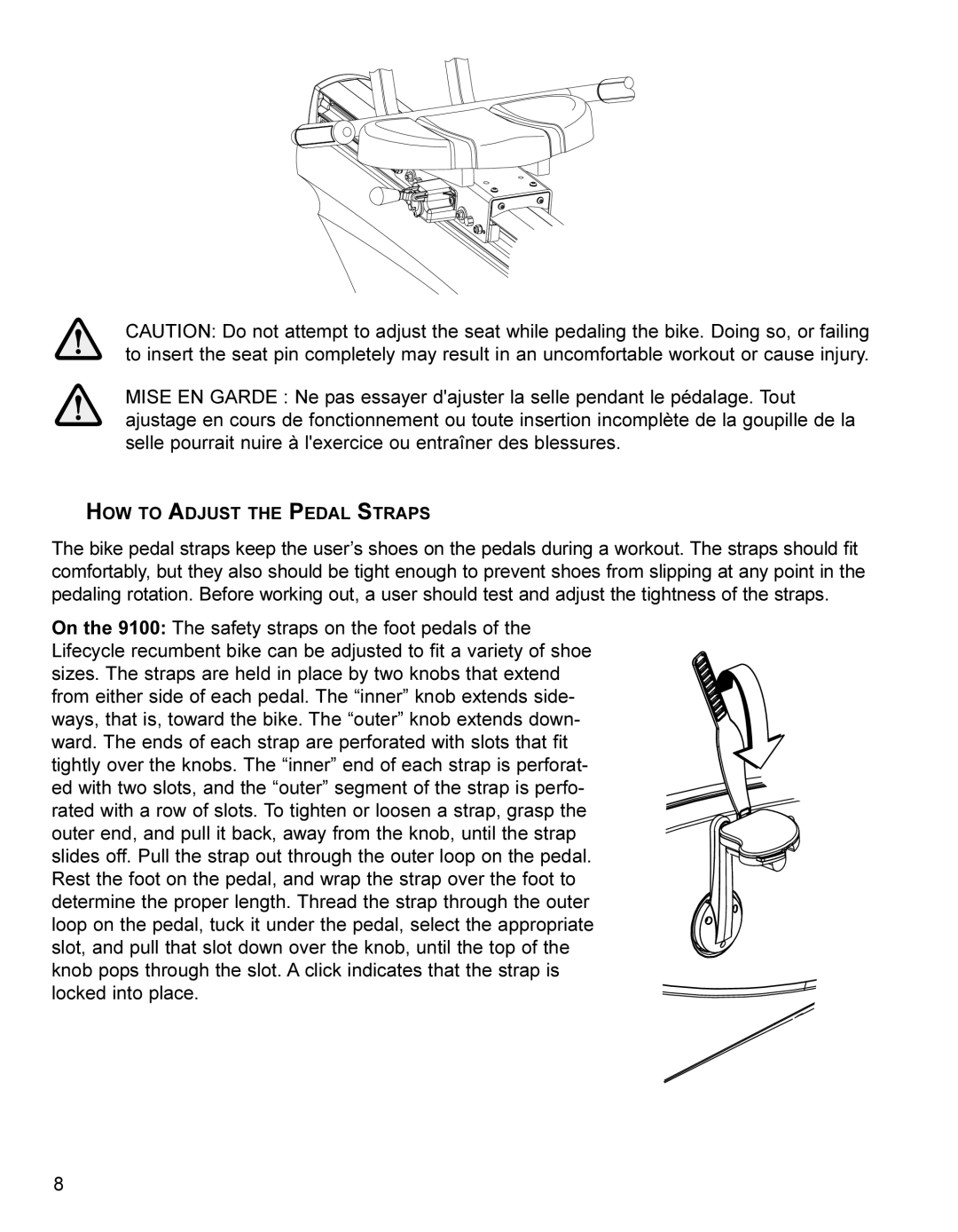 Life Fitness LC8500 operation manual HOW to Adjust the Pedal Straps 