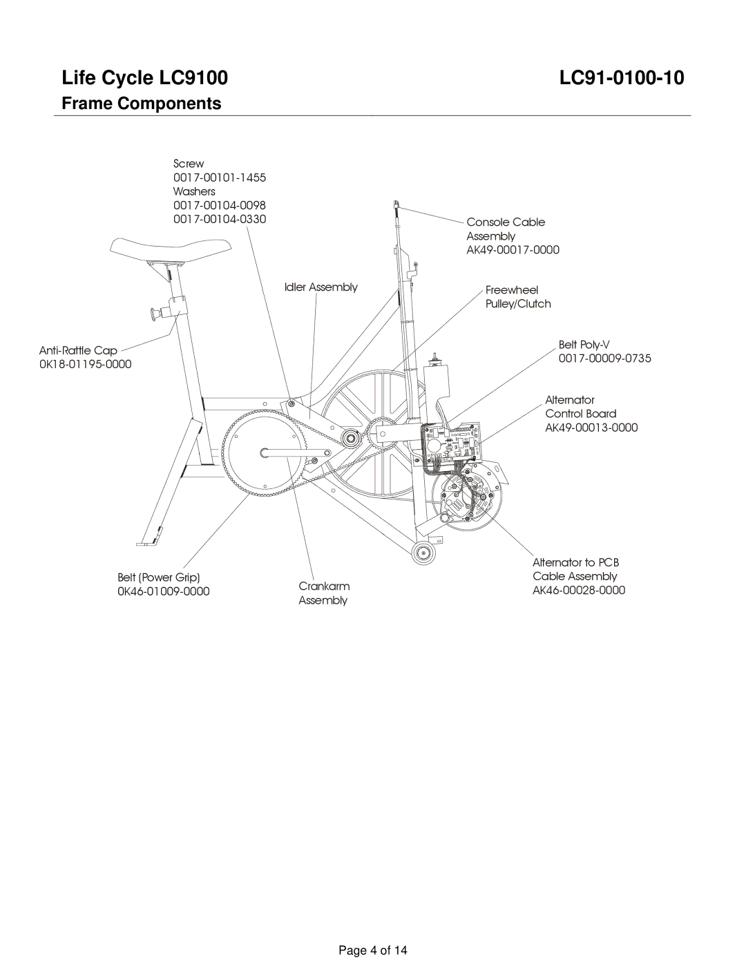 Life Fitness manual Life Cycle LC9100 LC91-0100-10 