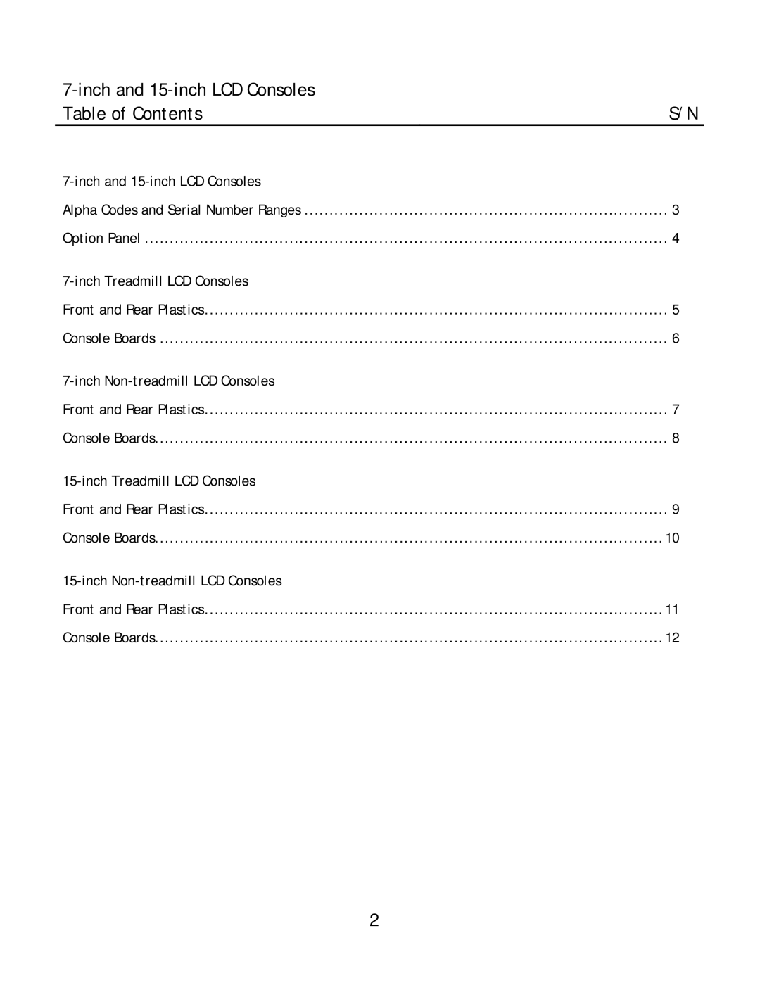 Life Fitness LCD Cardio Consoles manual Inch and 15-inch LCD Consoles Table of Contents 