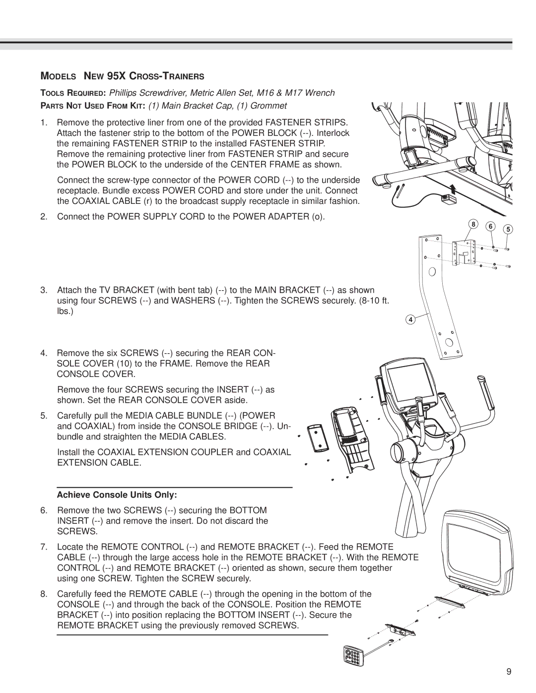 Life Fitness LCD Entertainment Ready installation instructions Achieve Console Units Only 