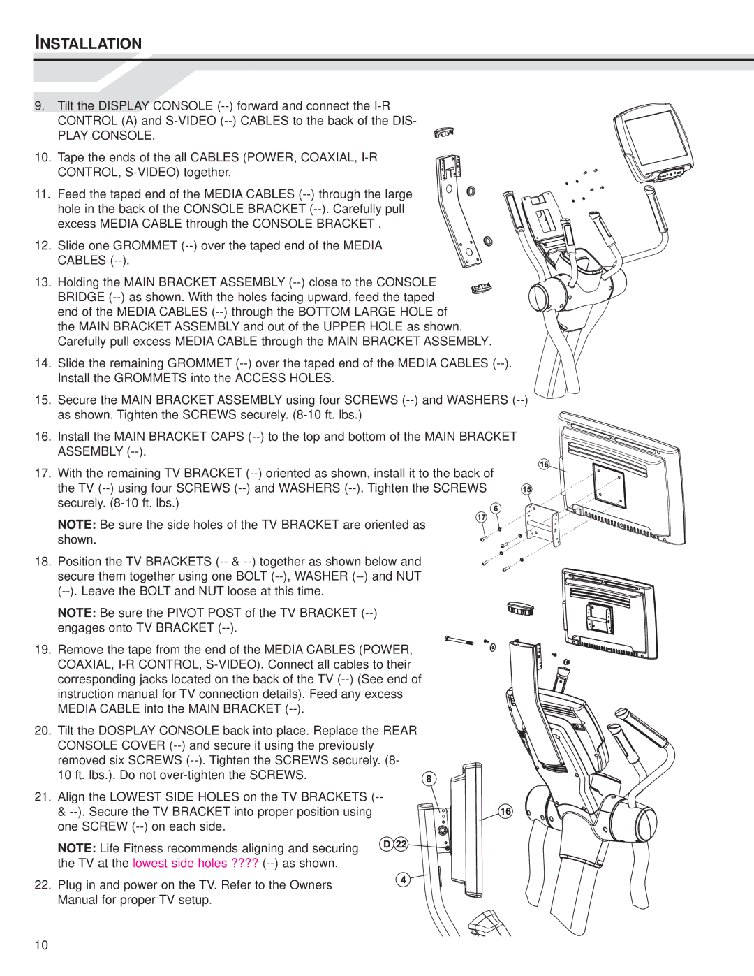 Life Fitness LCD Entertainment Ready installation instructions Play Console 