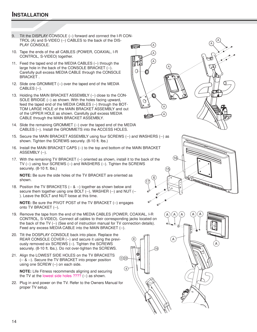 Life Fitness LCD Entertainment Ready installation instructions Play Console 