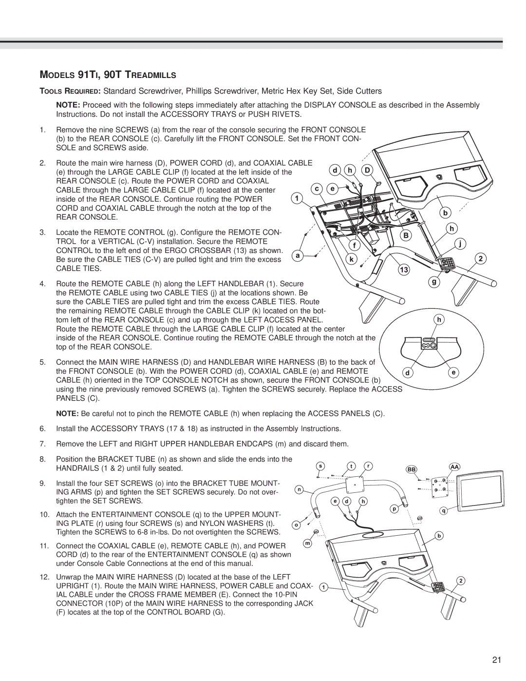 Life Fitness LCD Entertainment Ready installation instructions Models 91TI, 90T Treadmills 