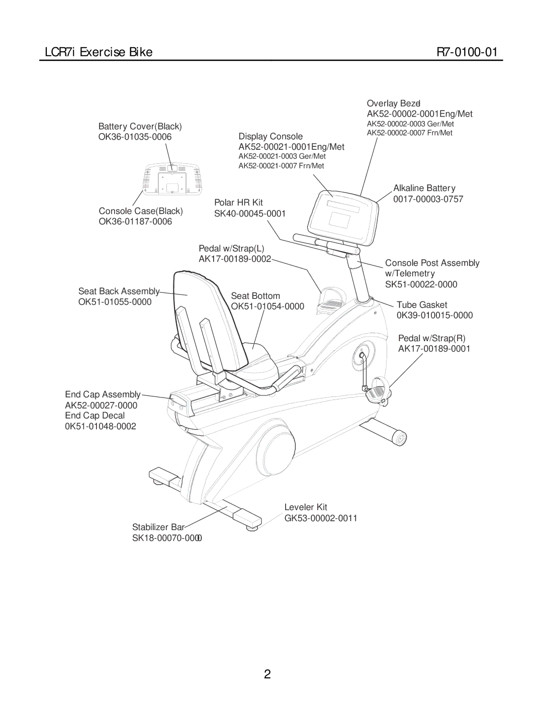 Life Fitness manual LCR7i Exercise Bike R7-0100-01 