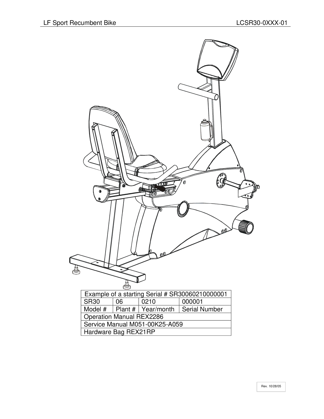 Life Fitness LCSR30-0XXX-01 operation manual Rev /28/05 